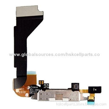 Phone parts dock connector charging flex cable replacement for iPhone 4, white and black